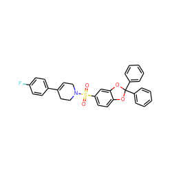 O=S(=O)(c1ccc2c(c1)OC(c1ccccc1)(c1ccccc1)O2)N1CC=C(c2ccc(F)cc2)CC1 ZINC000029052810