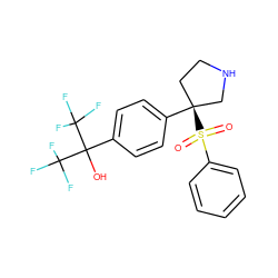 O=S(=O)(c1ccccc1)[C@@]1(c2ccc(C(O)(C(F)(F)F)C(F)(F)F)cc2)CCNC1 ZINC001772581785
