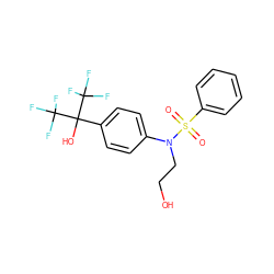O=S(=O)(c1ccccc1)N(CCO)c1ccc(C(O)(C(F)(F)F)C(F)(F)F)cc1 ZINC000103248809