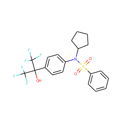 O=S(=O)(c1ccccc1)N(c1ccc(C(O)(C(F)(F)F)C(F)(F)F)cc1)C1CCCC1 ZINC000028572475