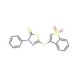 O=S1(=O)C=C(Sc2nn(-c3ccccc3)c(=S)s2)c2ccccc21 ZINC000009142785