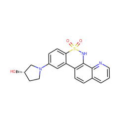 O=S1(=O)Nc2c(ccc3cccnc23)-c2cc(N3CC[C@H](O)C3)ccc21 ZINC000205630156
