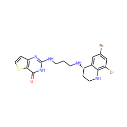 O=c1[nH]c(NCCCN[C@H]2CCNc3c(Br)cc(Br)cc32)nc2ccsc12 ZINC000001549809