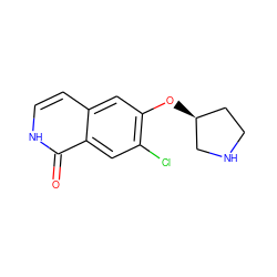 O=c1[nH]ccc2cc(O[C@H]3CCNC3)c(Cl)cc12 ZINC000095920661