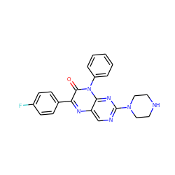O=c1c(-c2ccc(F)cc2)nc2cnc(N3CCNCC3)nc2n1-c1ccccc1 ZINC000004238696