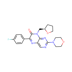 O=c1c(-c2ccc(F)cc2)nc2cnc(N3CCOCC3)nc2n1C[C@H]1CCCO1 ZINC000004238207
