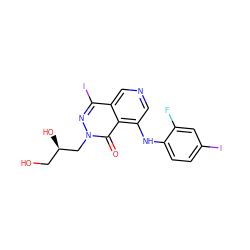 O=c1c2c(Nc3ccc(I)cc3F)cncc2c(I)nn1C[C@H](O)CO ZINC000169337245