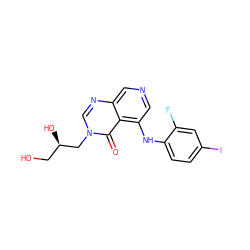 O=c1c2c(Nc3ccc(I)cc3F)cncc2ncn1C[C@H](O)CO ZINC000169337235