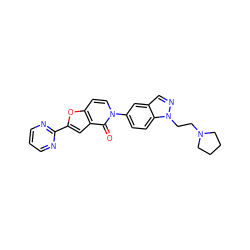 O=c1c2cc(-c3ncccn3)oc2ccn1-c1ccc2c(cnn2CCN2CCCC2)c1 ZINC000064559699
