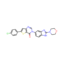 O=c1c2sc(-c3ccc(Cl)cc3)cc2ncn1-c1ccc2[nH]c(N3CCOCC3)nc2c1 ZINC000040767522