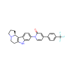 O=c1cc(-c2ccc(C(F)(F)F)cc2)ccn1-c1ccc2c3c([nH]c2c1)CCN1CCC[C@@H]31 ZINC000113190593