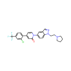 O=c1cc(-c2ccc(C(F)(F)F)cc2Cl)ccn1-c1ccc2c(cnn2CCN2CCCC2)c1 ZINC000059082422