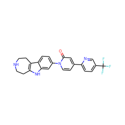 O=c1cc(-c2ccc(C(F)(F)F)cn2)ccn1-c1ccc2c3c([nH]c2c1)CCNCC3 ZINC000115014269
