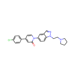 O=c1cc(-c2ccc(Cl)cc2)ccn1-c1ccc2c(cnn2CCN2CCCC2)c1 ZINC000059081387
