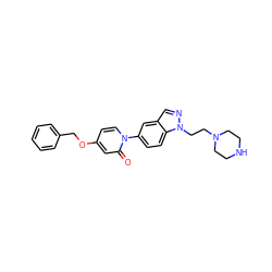 O=c1cc(OCc2ccccc2)ccn1-c1ccc2c(cnn2CCN2CCNCC2)c1 ZINC000064559384