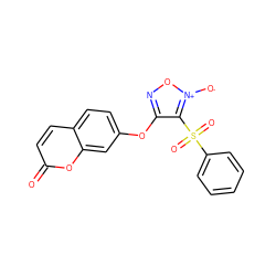 O=c1ccc2ccc(Oc3no[n+]([O-])c3S(=O)(=O)c3ccccc3)cc2o1 ZINC000299823272