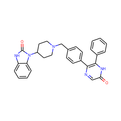 O=c1cnc(-c2ccc(CN3CCC(n4c(=O)[nH]c5ccccc54)CC3)cc2)c(-c2ccccc2)[nH]1 ZINC000003819038
