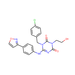 O=c1nc(Nc2ccc(-c3ccon3)cc2)n(Cc2ccc(Cl)cc2)c(=O)n1CCO ZINC000200514110