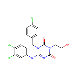 O=c1nc(Nc2ccc(Cl)c(Cl)c2)n(Cc2ccc(Cl)cc2)c(=O)n1CCO ZINC000200520584
