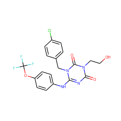 O=c1nc(Nc2ccc(OC(F)(F)F)cc2)n(Cc2ccc(Cl)cc2)c(=O)n1CCO ZINC000200511795
