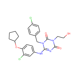 O=c1nc(Nc2ccc(OC3CCCC3)c(Cl)c2)n(Cc2ccc(Cl)cc2)c(=O)n1CCO ZINC000200518884