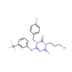 O=c1nc(Nc2cccc(C(F)(F)F)c2)n(Cc2ccc(Cl)cc2)c(=O)n1CCCO ZINC000200508033