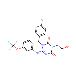 O=c1nc(Nc2cccc(OC(F)(F)F)c2)n(Cc2ccc(Cl)cc2)c(=O)n1CCO ZINC000200511003