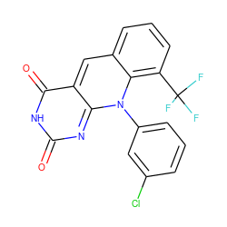 O=c1nc2n(-c3cccc(Cl)c3)c3c(C(F)(F)F)cccc3cc-2c(=O)[nH]1 ZINC000096286451