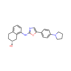 O[C@@H]1CCc2cccc(Nc3ncc(-c4ccc(N5CCCC5)cc4)o3)c2C1 ZINC000053226414