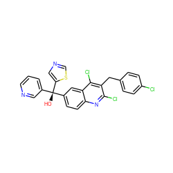 O[C@](c1cccnc1)(c1ccc2nc(Cl)c(Cc3ccc(Cl)cc3)c(Cl)c2c1)c1cncs1 ZINC000219569686