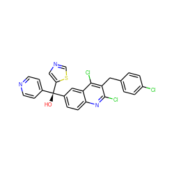 O[C@](c1ccncc1)(c1ccc2nc(Cl)c(Cc3ccc(Cl)cc3)c(Cl)c2c1)c1cncs1 ZINC000299828400