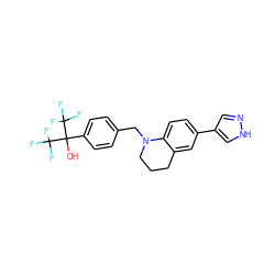 OC(c1ccc(CN2CCCc3cc(-c4cn[nH]c4)ccc32)cc1)(C(F)(F)F)C(F)(F)F ZINC000210469226