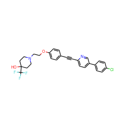 OC1(C(F)(F)F)CCN(CCOc2ccc(C#Cc3ccc(-c4ccc(Cl)cc4)cn3)cc2)CC1 ZINC000136918838
