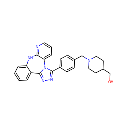 OCC1CCN(Cc2ccc(-c3nnc4n3-c3cccnc3Nc3ccccc3-4)cc2)CC1 ZINC000096174006