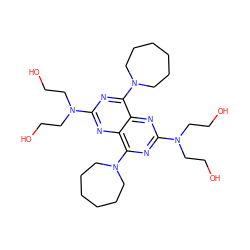 OCCN(CCO)c1nc(N2CCCCCC2)c2nc(N(CCO)CCO)nc(N3CCCCCC3)c2n1 ZINC000028710622