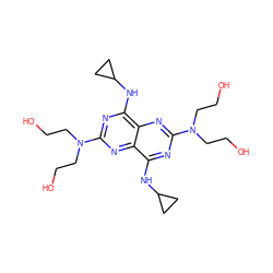 OCCN(CCO)c1nc(NC2CC2)c2nc(N(CCO)CCO)nc(NC3CC3)c2n1 ZINC000028710666