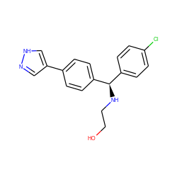 OCCN[C@H](c1ccc(Cl)cc1)c1ccc(-c2cn[nH]c2)cc1 ZINC000103265798