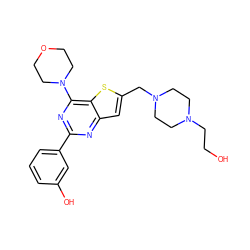 OCCN1CCN(Cc2cc3nc(-c4cccc(O)c4)nc(N4CCOCC4)c3s2)CC1 ZINC000084810998