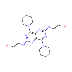 OCCNc1nc(N2CCCCC2)c2nc(NCCO)nc(N3CCCCC3)c2n1 ZINC000028710613