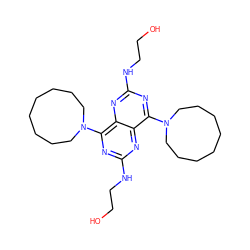 OCCNc1nc(N2CCCCCCCC2)c2nc(NCCO)nc(N3CCCCCCCC3)c2n1 ZINC000028710627