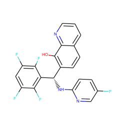 Oc1c([C@H](Nc2ccc(F)cn2)c2c(F)c(F)cc(F)c2F)ccc2cccnc12 ZINC000202336462
