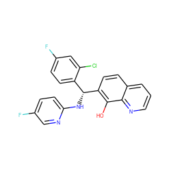 Oc1c([C@H](Nc2ccc(F)cn2)c2ccc(F)cc2Cl)ccc2cccnc12 ZINC000202327350