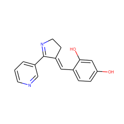 Oc1ccc(/C=C2\CCN=C2c2cccnc2)c(O)c1 ZINC000103187528