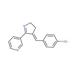 Oc1ccc(/C=C2\CCN=C2c2cccnc2)cc1 ZINC000103187533