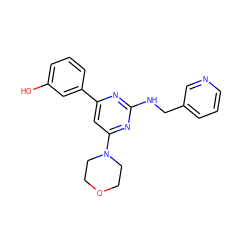 Oc1cccc(-c2cc(N3CCOCC3)nc(NCc3cccnc3)n2)c1 ZINC000066252061