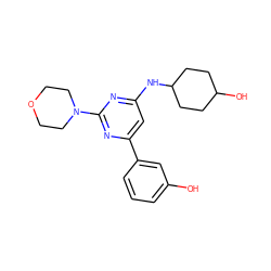 Oc1cccc(-c2cc(NC3CCC(O)CC3)nc(N3CCOCC3)n2)c1 ZINC000064560238