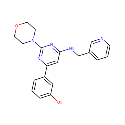Oc1cccc(-c2cc(NCc3cccnc3)nc(N3CCOCC3)n2)c1 ZINC000064559943