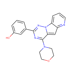 Oc1cccc(-c2nc(N3CCOCC3)c3cc4ncccc4n3n2)c1 ZINC000073220712