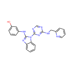 Oc1cccc(Nc2nc3ccccc3n2-c2ncnc(NCc3ccccn3)n2)c1 ZINC000071316697