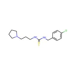 S=C(NCCCN1CCCC1)NCc1ccc(Cl)cc1 ZINC000013809049